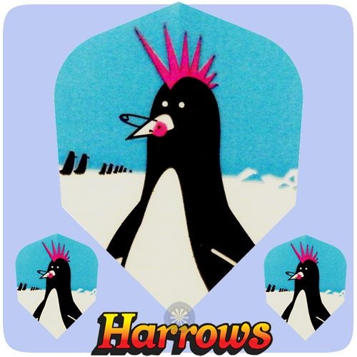 3 x Dart Flights - Harrows - Quadro - 75 Micron Poly Classic Std Punk Penguin Carousel 1