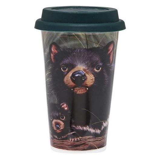 Ashdene Travel Tea Coffee Mug Cup Australian Fauna Tasmanian Devil Carousel 1