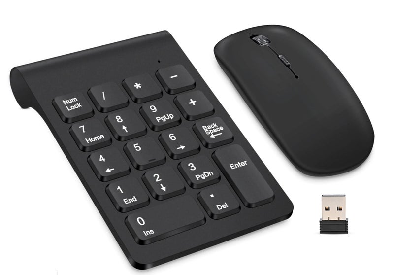 Wireless USB 18 Key Numeric Keypad + Mouse - Portable, Cordless Carousel 1