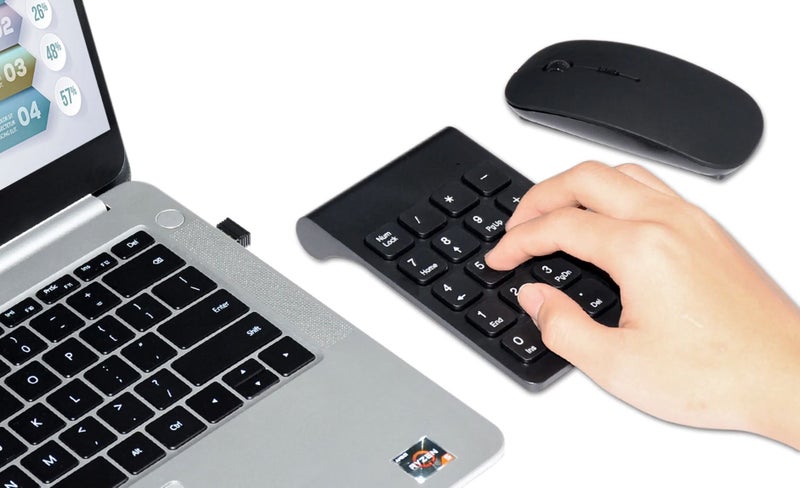 Wireless USB 18 Key Numeric Keypad + Mouse - Portable, Cordless Carousel 2