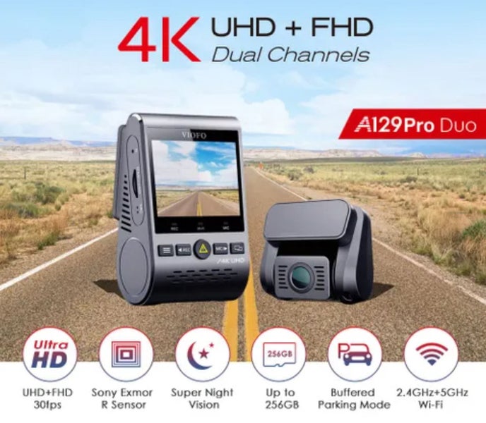 Viofo DashCam Dash Cam A129 PRO DUO 4K FRONT + HD 1080P Rear Dual Wifi GPS Carousel 2