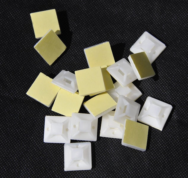30x Cable Tie Mounts (20x20mm) - Self Adhesive White Carousel 1
