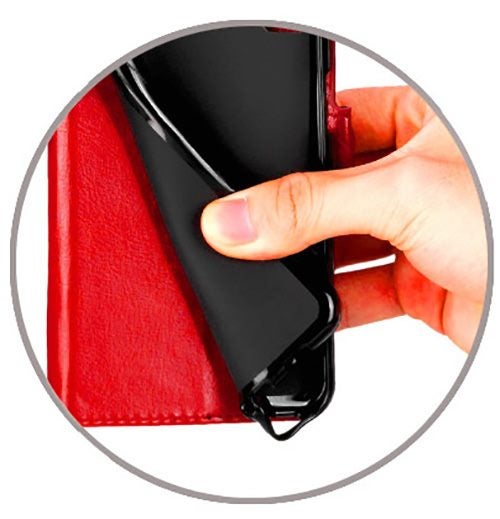 Oppo r9s case fine leather flip wallet 3 slots cash pocket (red) Carousel 3