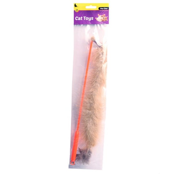 Pet One Cat Toy Wand Tail With Bell 32cm Brown Carousel 1