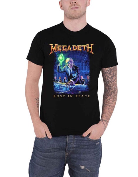 Megadeth T Shirt Rust In Peace Tracklist Band Logo new Official Black Carousel 1