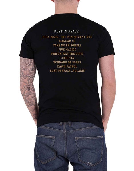 Megadeth T Shirt Rust In Peace Tracklist Band Logo new Official Black Carousel 2