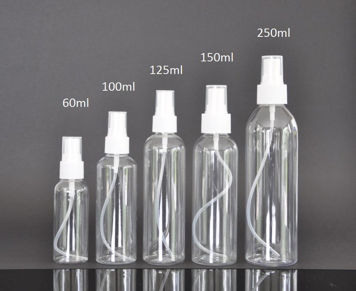 60ml 100ml 125ml 150ml 250ml PET plastic bottle w mist sprayer 1pc Carousel 1