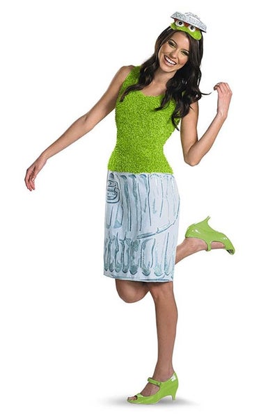 LICENSED SESAME STREET OSCAR THE GROUCH ADULT WOMENS FANCY DRESS COSTUME Carousel 1