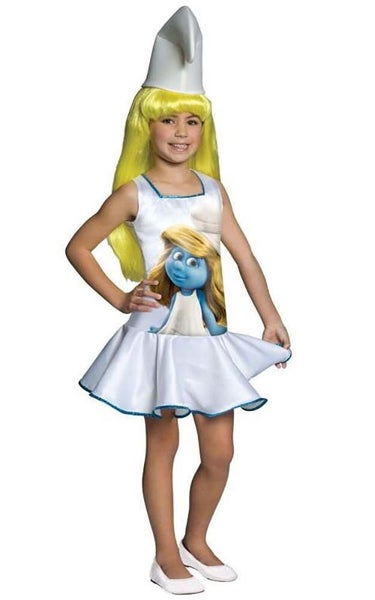 LICENSED CHILD GIRLS SMURF SMURFETTE FANCY DRESS BOOK WEEK COSTUME Carousel 1