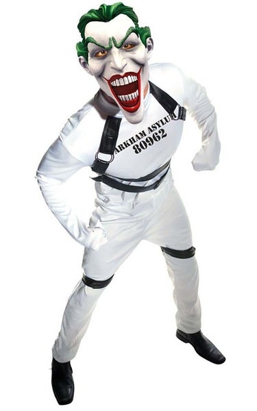 LICENSED ADULT MENS BATMAN INSANE EVIL JOKER FANCY DRESS HALLOWEEN COSTUME Carousel 1