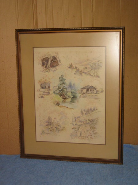 Val Tubman - Scenes of Waihi - Large montage of Waihi Area scenes original art Carousel 2