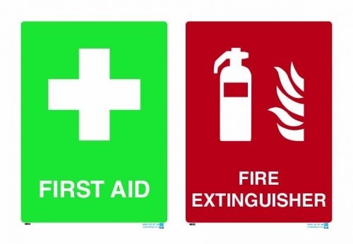 Vehicle Sticker - Fire Extinguisher/First Aid Kit - 100x150mm Carousel 1