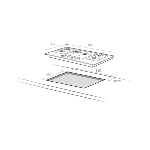 90cm Black Glass Gas Cooktop Carousel 3