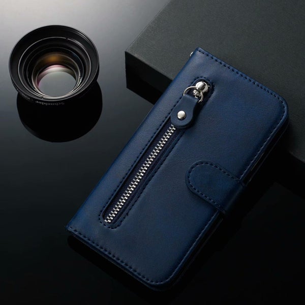 Xiaomi Mi 10 Lite 5G pu leather wallet case cowhide finish card zipper navy Carousel 2