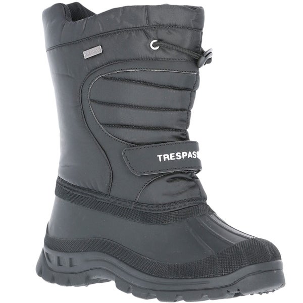 Trespass Kids Dodo Water Resistant Fleece Lined Snow Boots Black Carousel 1