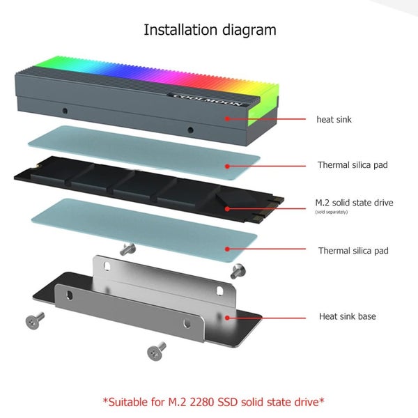COOLMOON RGB 5V ARGB 5V 3PIN RGB M.2 cooler M.2 SSD Heatsink M.2 Heatsink for PC Carousel 9