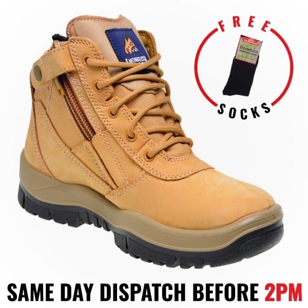 Mongrel Work Boots 961050, Non Safety, Soft Toe Footwear, Wheat Zip Sider wit... Carousel 1