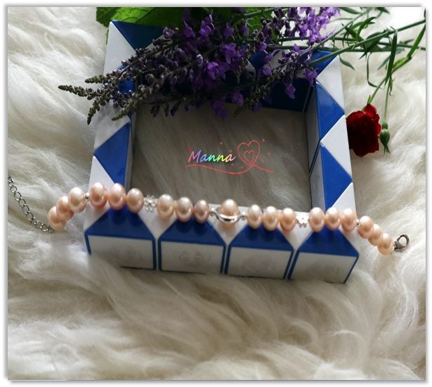 Manna hand made 925 silver Natural pearl 9MM Fashion charm bracelet Carousel 2