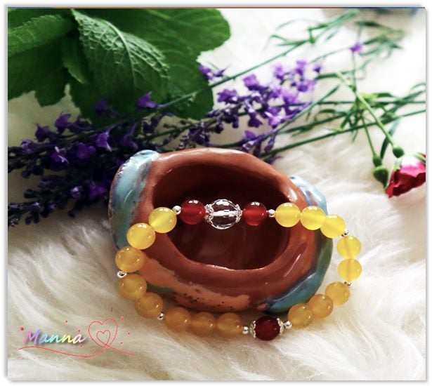 Hand made Manna 925 silver Natural Agate crystal charm bracelet Carousel 2