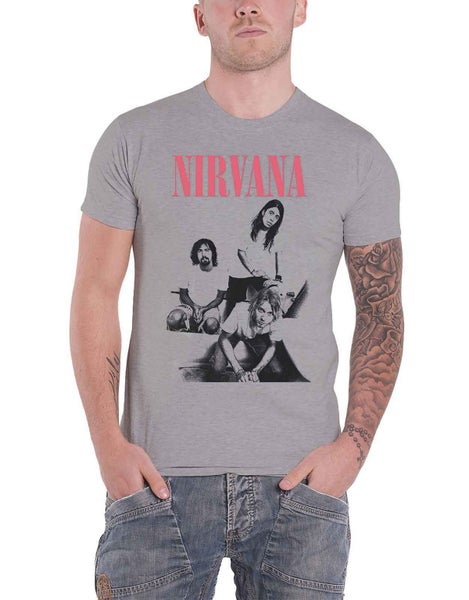 Nirvana T Shirt Bathroom Photo Band Logo new Official Mens Grey Carousel 1