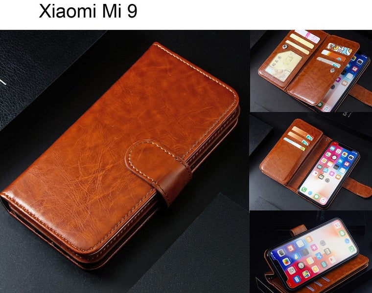 Xiaomi Mi 9 case triple wallet PU leather 9 cards ID 3 pockets brown Carousel 1