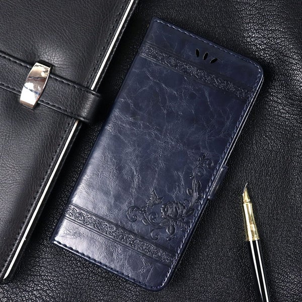 Google pixel 7 pu leather wallet case cowhide finish card back buckle navy Carousel 2