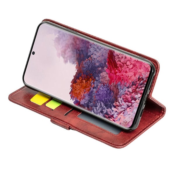 Oppo Reno 5 pro 5G pu leather wallet case cowhide finish card back buckle wine Carousel 5