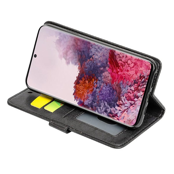 Vodafone E9 pu leather wallet case cowhide finish card back buckle grey Carousel 5