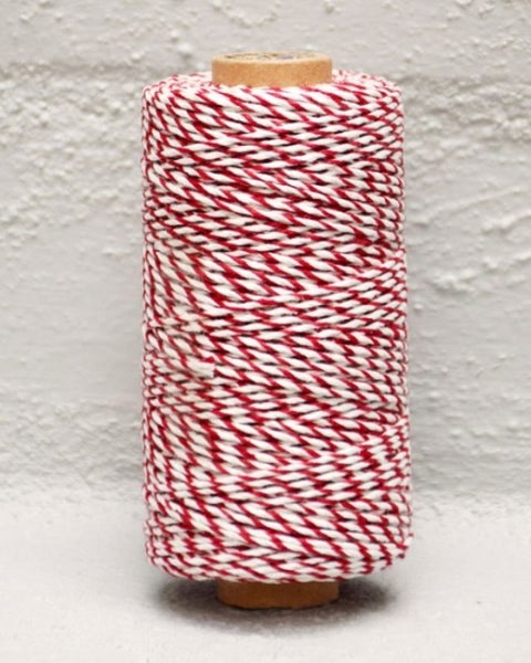 Ribbon - Bakers Twine 2mm X 100mtrs Red/Whi Carousel 1