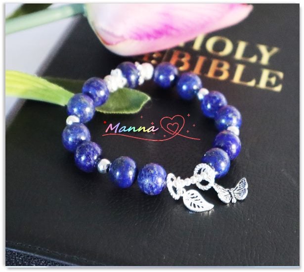 Manna hand made 925 silver natural lapis lazuli crystal11MM Fashion bracelet Carousel 1