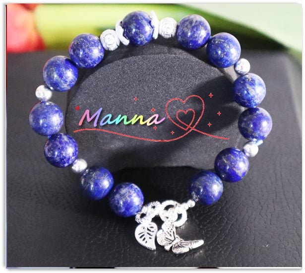 Manna hand made 925 silver natural lapis lazuli crystal11MM Fashion bracelet Carousel 2