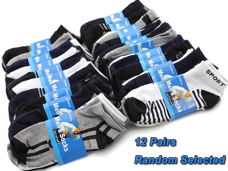 Men's Ankle Socks Thin Sports Socks- (12 Pairs) Carousel 1