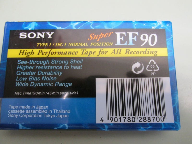 SONY EF SUPER 90 BLANK CASSETTE TAPE (1) (SEALED) Type 1 Carousel 2
