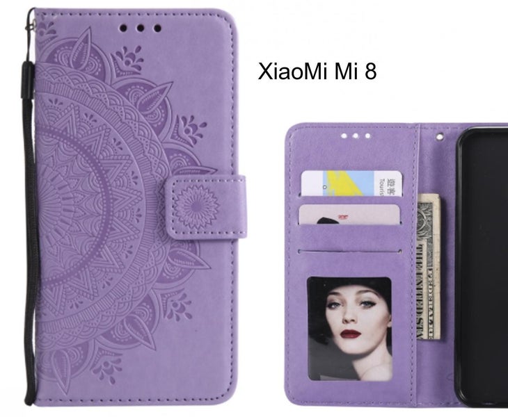 XiaoMi Mi 8 Case Leather Wallet Case Mandala Embossed Carousel 1