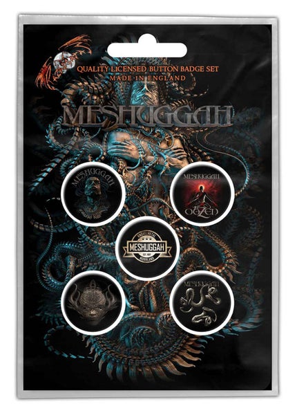 Meshuggah Badge Pack Vilent Sleep of Reason Band Logo Official 5 x Pin Button Carousel 1