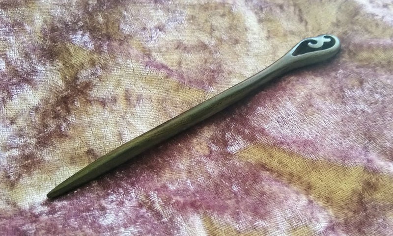 Natural sandalwood hairpin (hair clip) Carousel 1