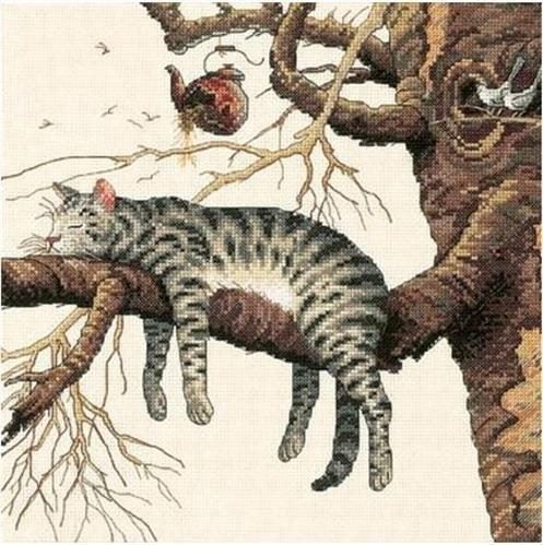 Dimensions Too Pooped - Cat Cross Stitch Kit Carousel 1