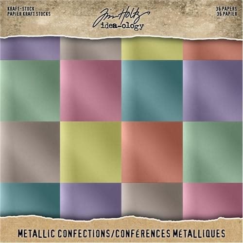 Idea-Ology Tim Holtz Paper Stash Kraft Metallic Confections Paper Pad 8" x 8" 36 Carousel 1