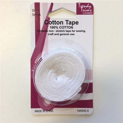 Trendy Trims Cotton Tape White x 5mtrs 5mm Carousel 1