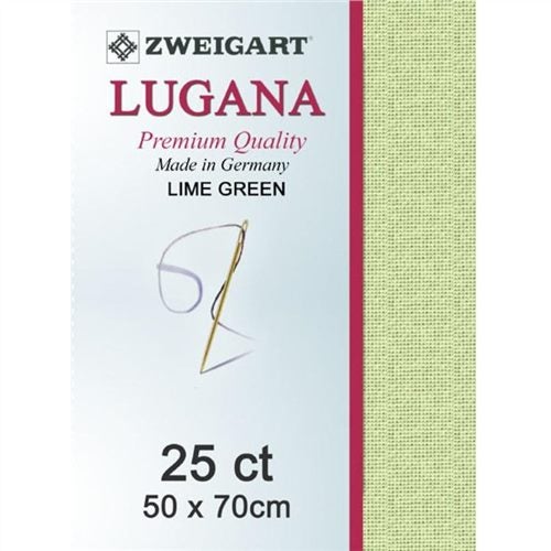 Zweigart Lugana 25ct Evenweave Fabric Lime Green Carousel 1