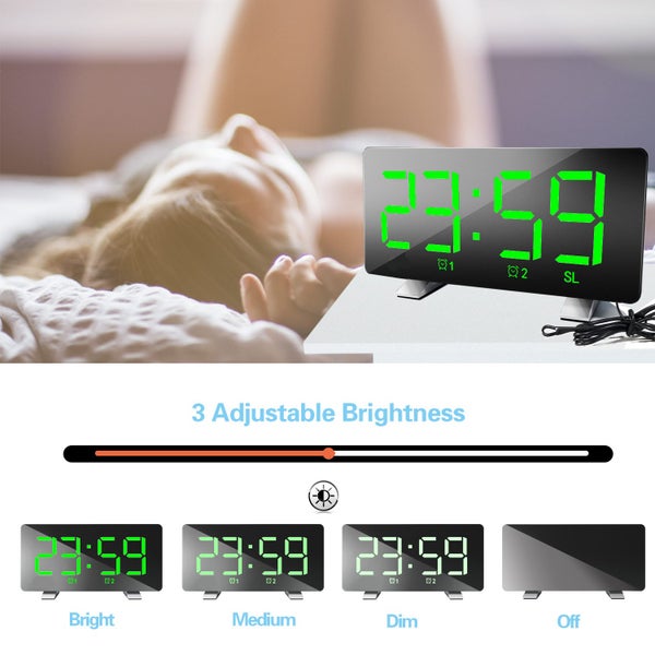 CLOCK RADIO LARGE DISPLAY GREEN SLIMLINE Carousel 2