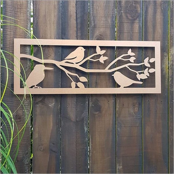 Wall Art - Large Panel with 3 Birds Brushed Copper (790mm) Carousel 2