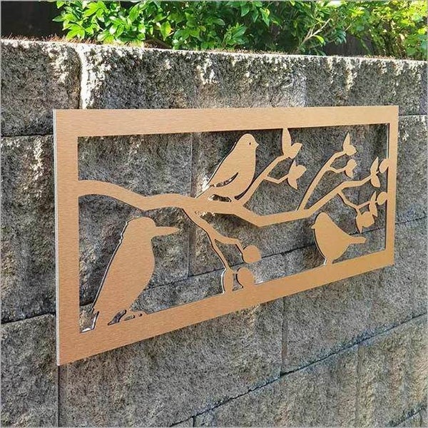 Wall Art - Large Panel with 3 Birds Brushed Copper (790mm) Carousel 3