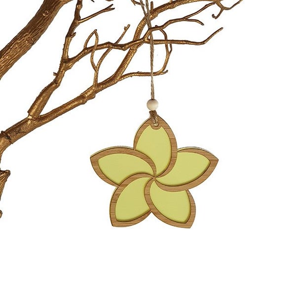 Hanging Ornament - Frangipani Yellow Satin Acrylic (103mm) Carousel 2