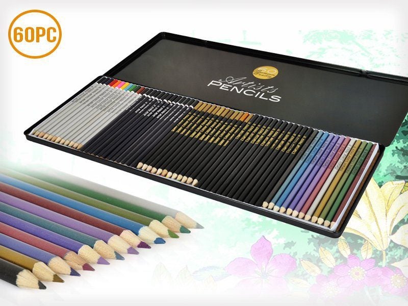 Set of 60 Artist Pencils Drawing Colouring Pencils Carousel 1