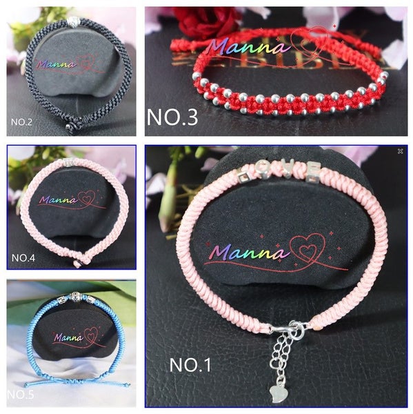 Hand-Knitted Manna Silk Rope 925 Silver charm bracelet Carousel 1