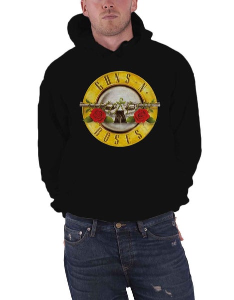 Guns N Roses Hoodie Classic Pistol Band Logo new Official Mens Black Pullover Carousel 1