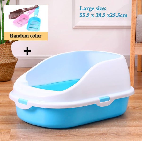 Cats Litter Box With Scoop High Sided Rim Pet Toilet box with Scoop Large size Carousel 1