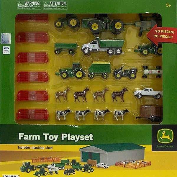 John Deere 70Pc Vehicle Set Tractor Truck Shed Kids Toy Play Animal Diecast 5y+ Carousel 4