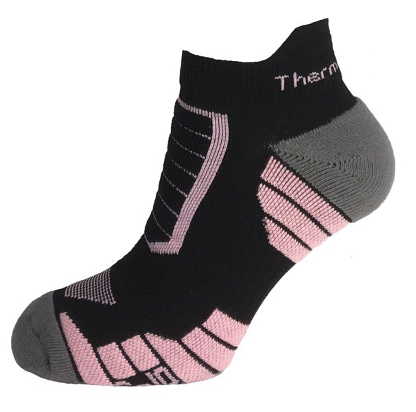 Thermatech Performance Low Cut Socks, Black/Flamingo, Size US 6-10 T21U, Unisex Carousel 1